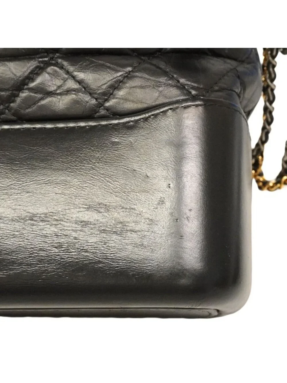 Chanel Shoulder Bag Gabrielle Leather Black Gold Silver